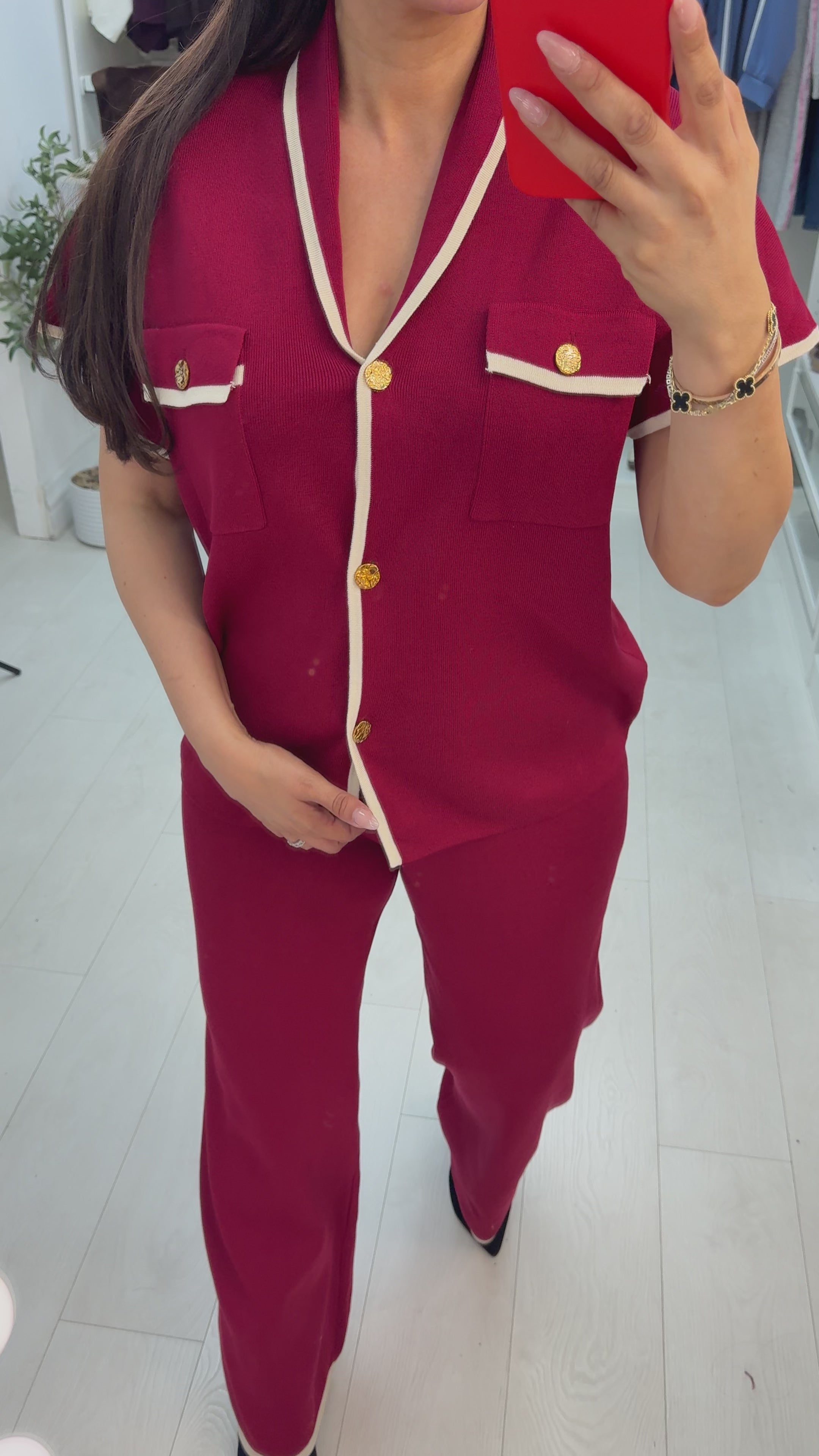 Renice Colour Block Hem V Neck Co-Ord Set