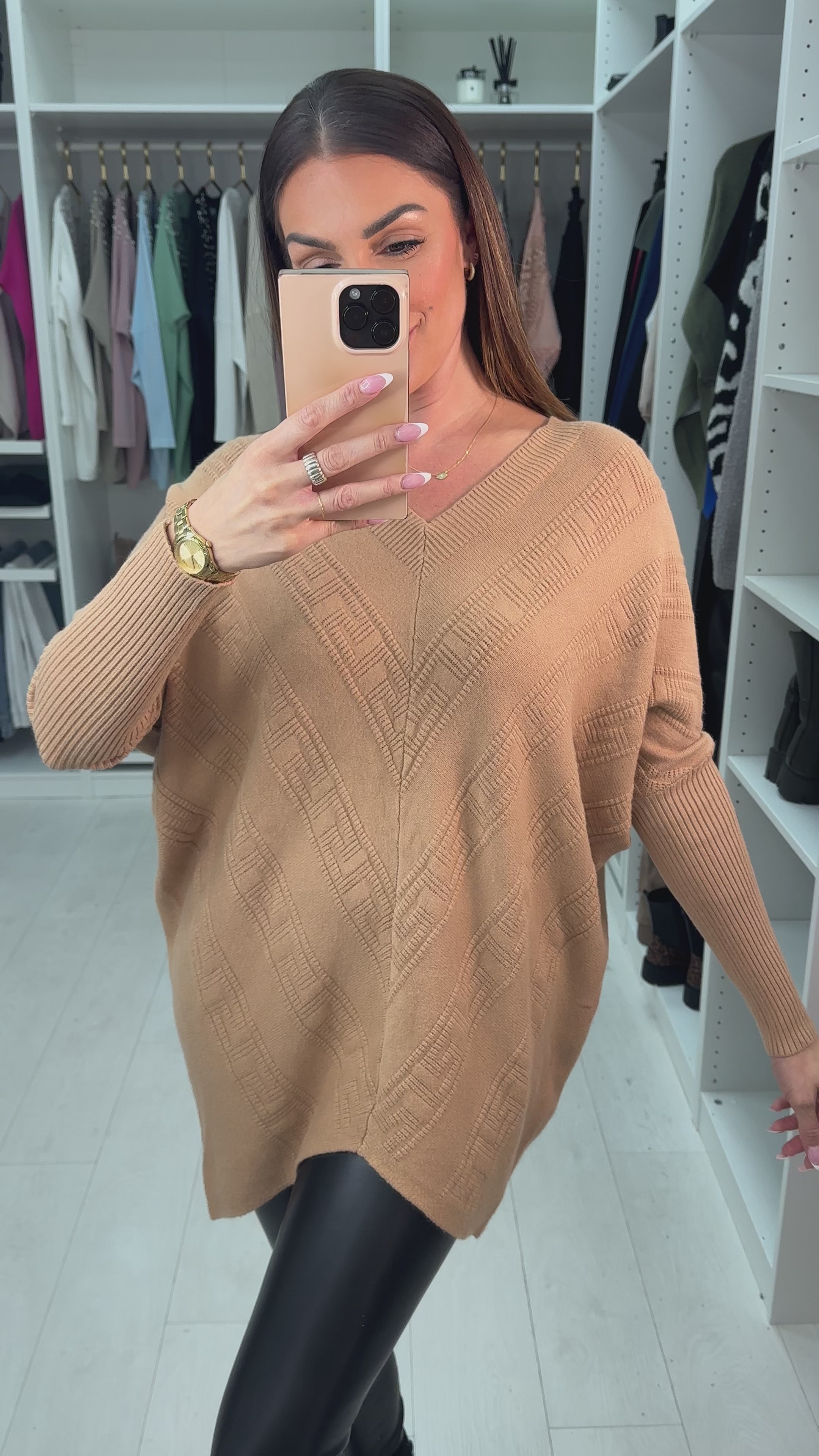 Load video: Geena V Detailed Knitted Jumper