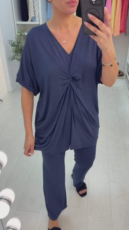 Candise Plain Twist Front Loose Fit Co-Ord Set