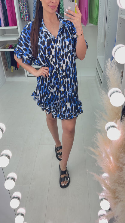 Esmera Animal Print Pleated Dress