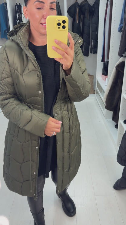 Alexis Quilted Toggle Waist Longline Coat