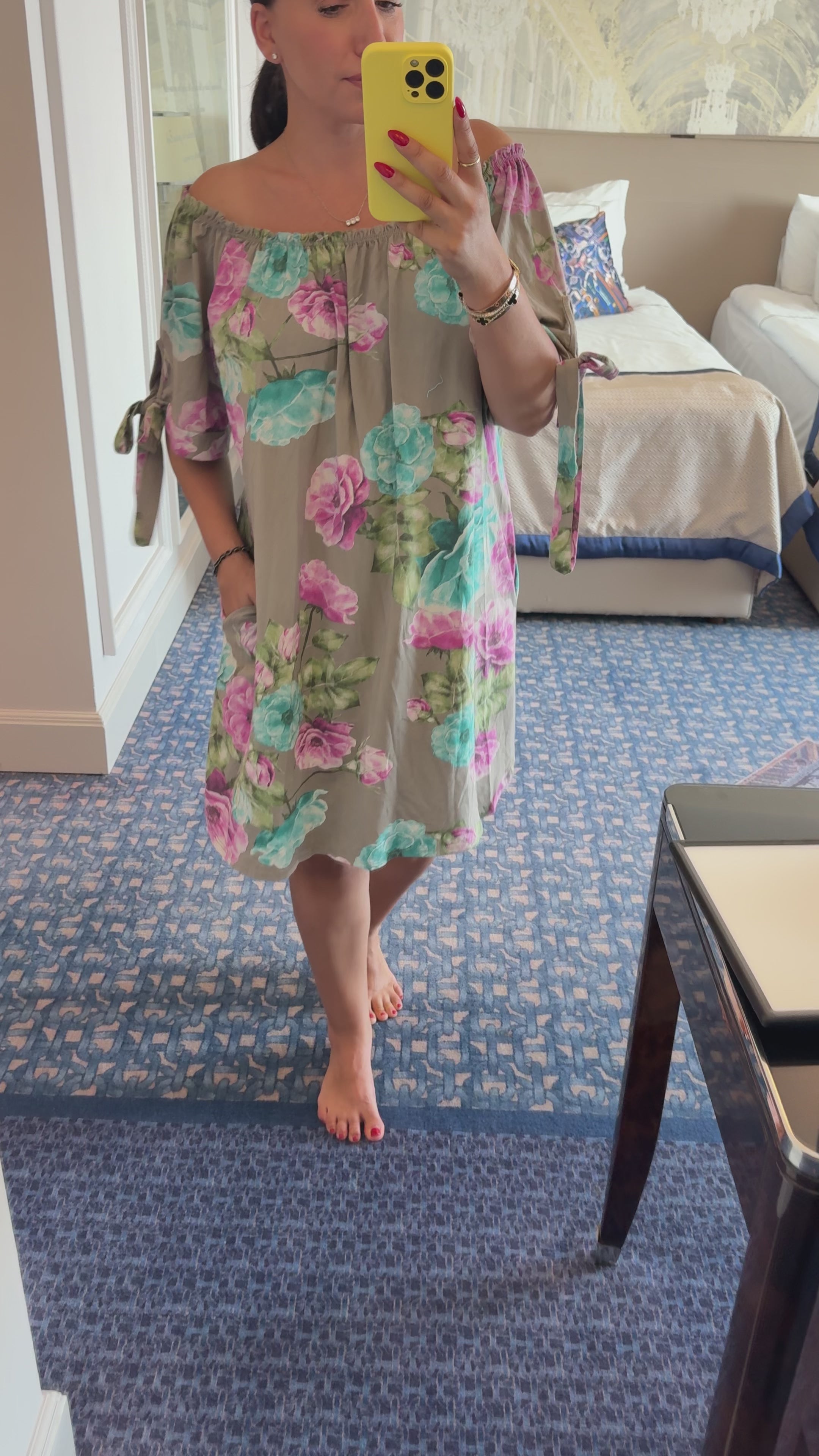 Load video: Briella Floral Bardot Dress