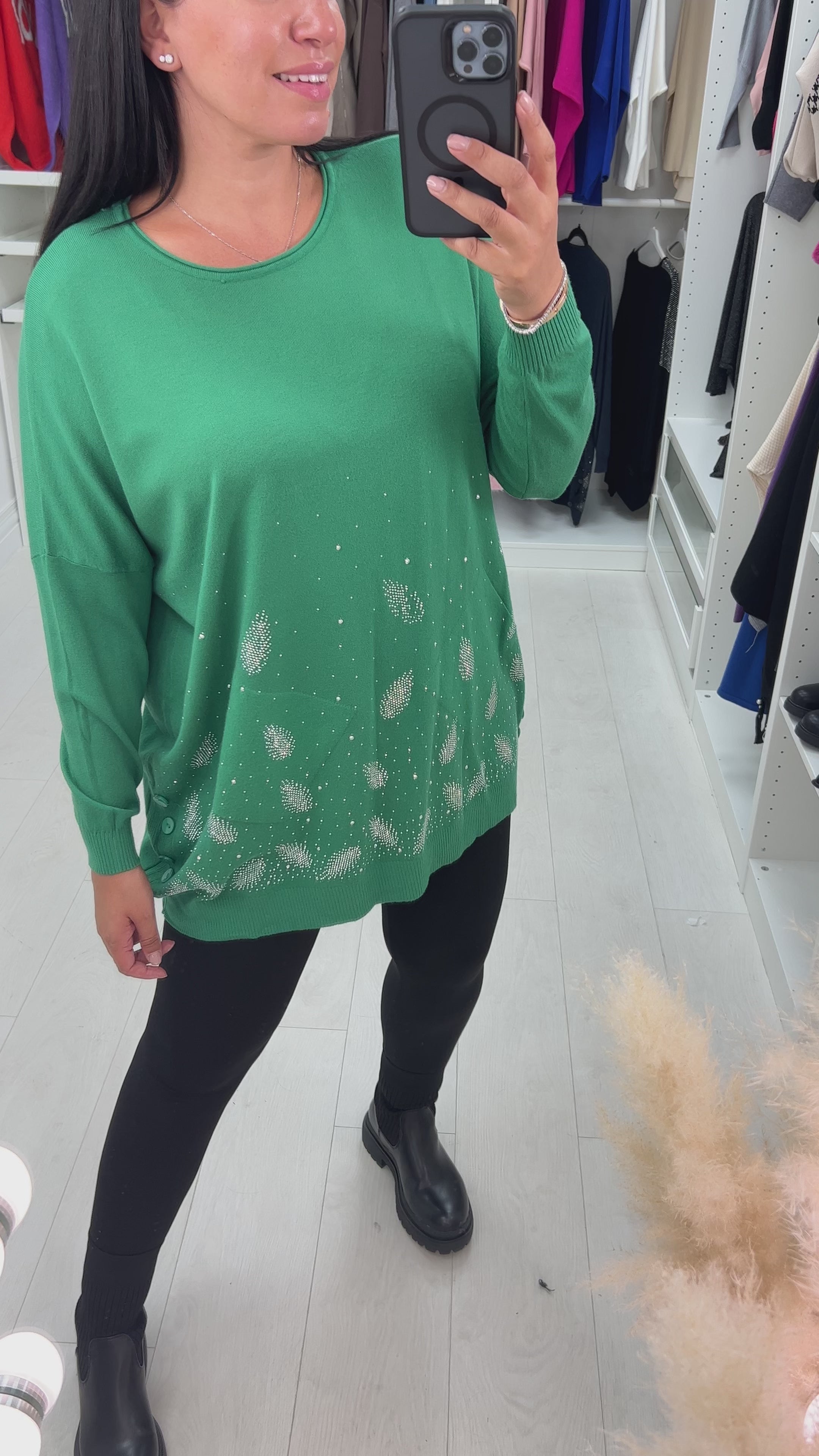 Zainab Diamante Scatter Leaf Oversized Jumper
