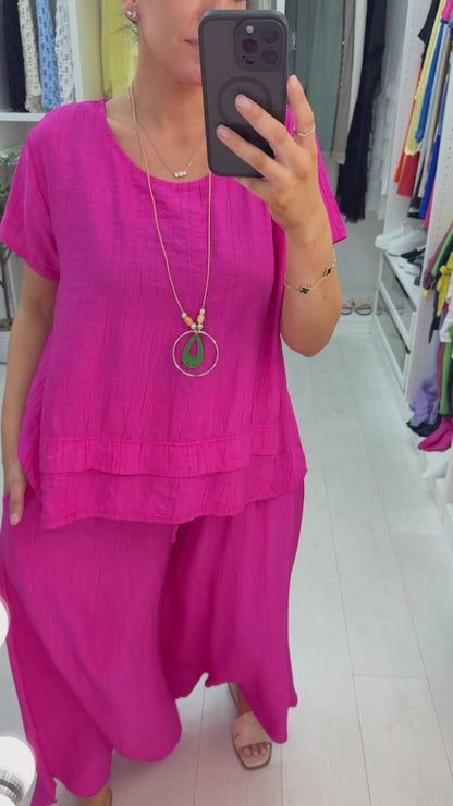 Freyanna Plain Textured Loose Fit Necklace Co-Ord Set