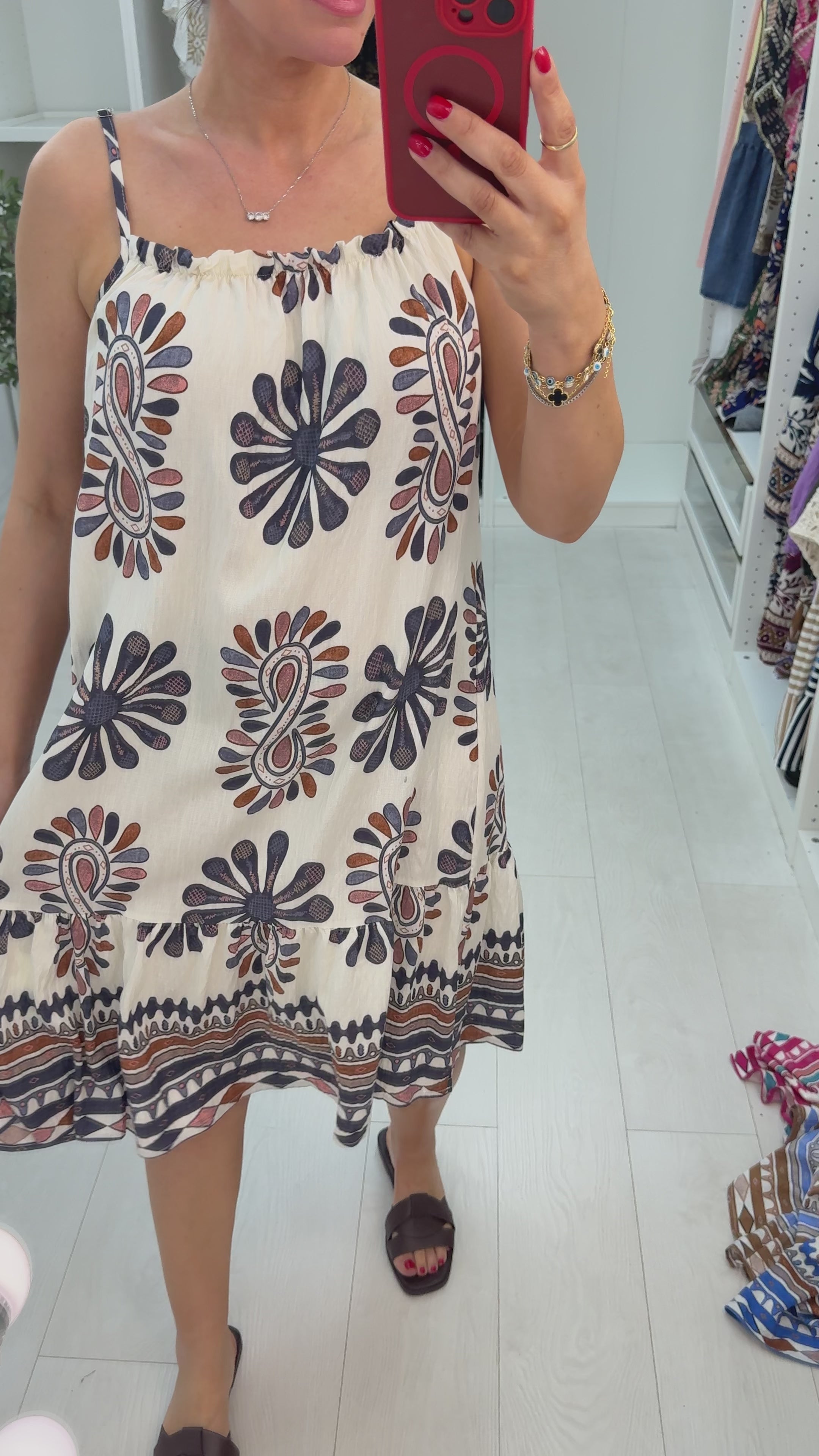 Zafira Paisley Print Strappy Midi Dress
