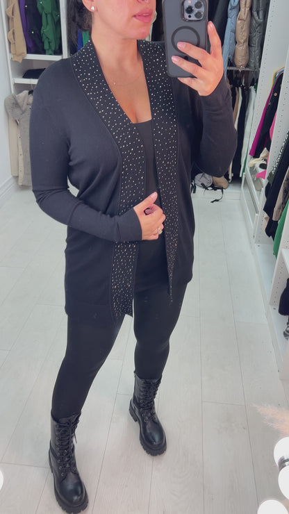 Mally Diamante Drape Front Cardigan