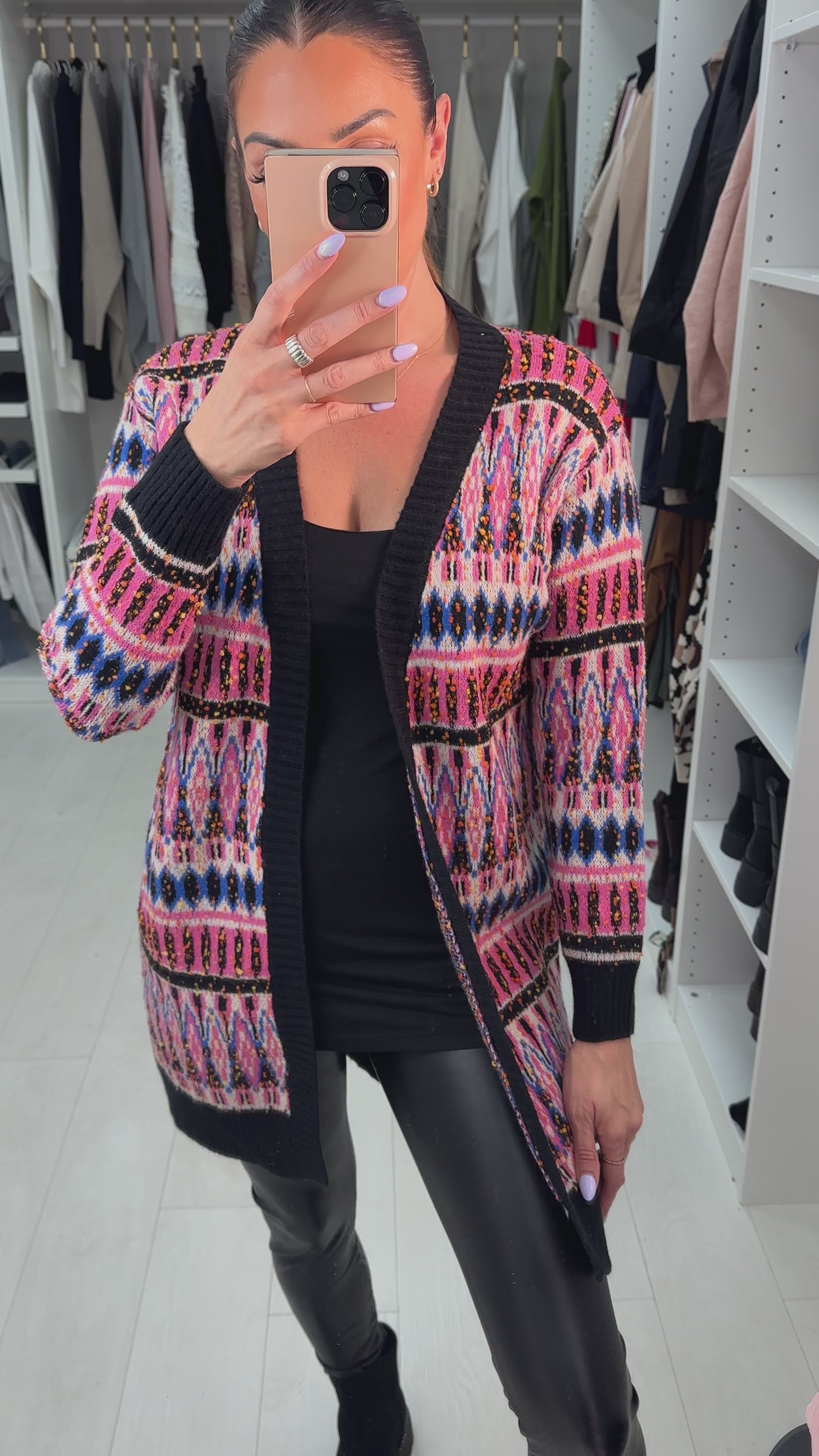 Load video: Taimi Thick Knitted Open Front Cardigan