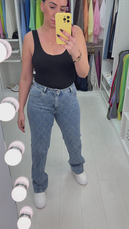 Kaliah Diamante Detail Straight Leg Jeans