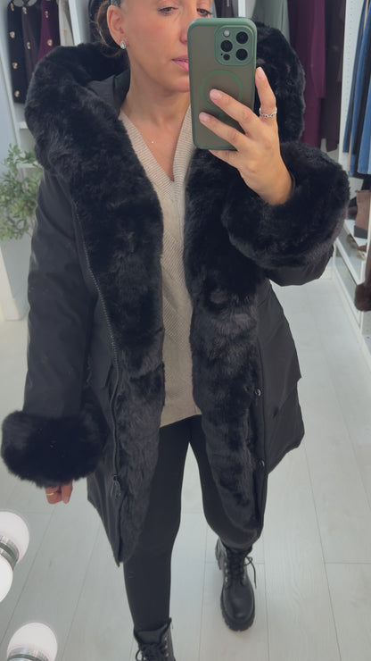 Willow Faux Fur Hooded Toggle Waist Coat