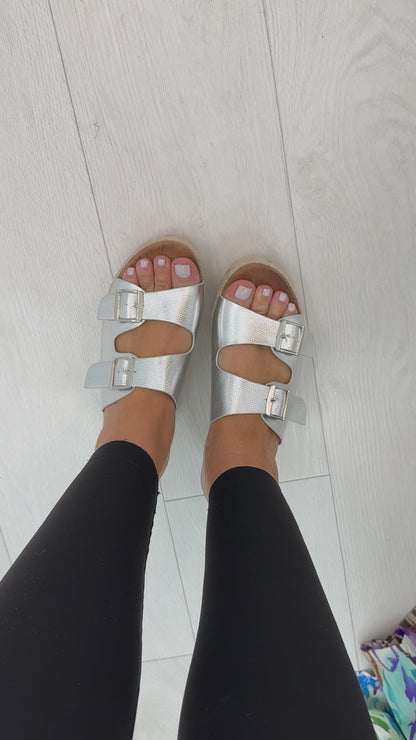 Ynes Platform Double Buckle Mules