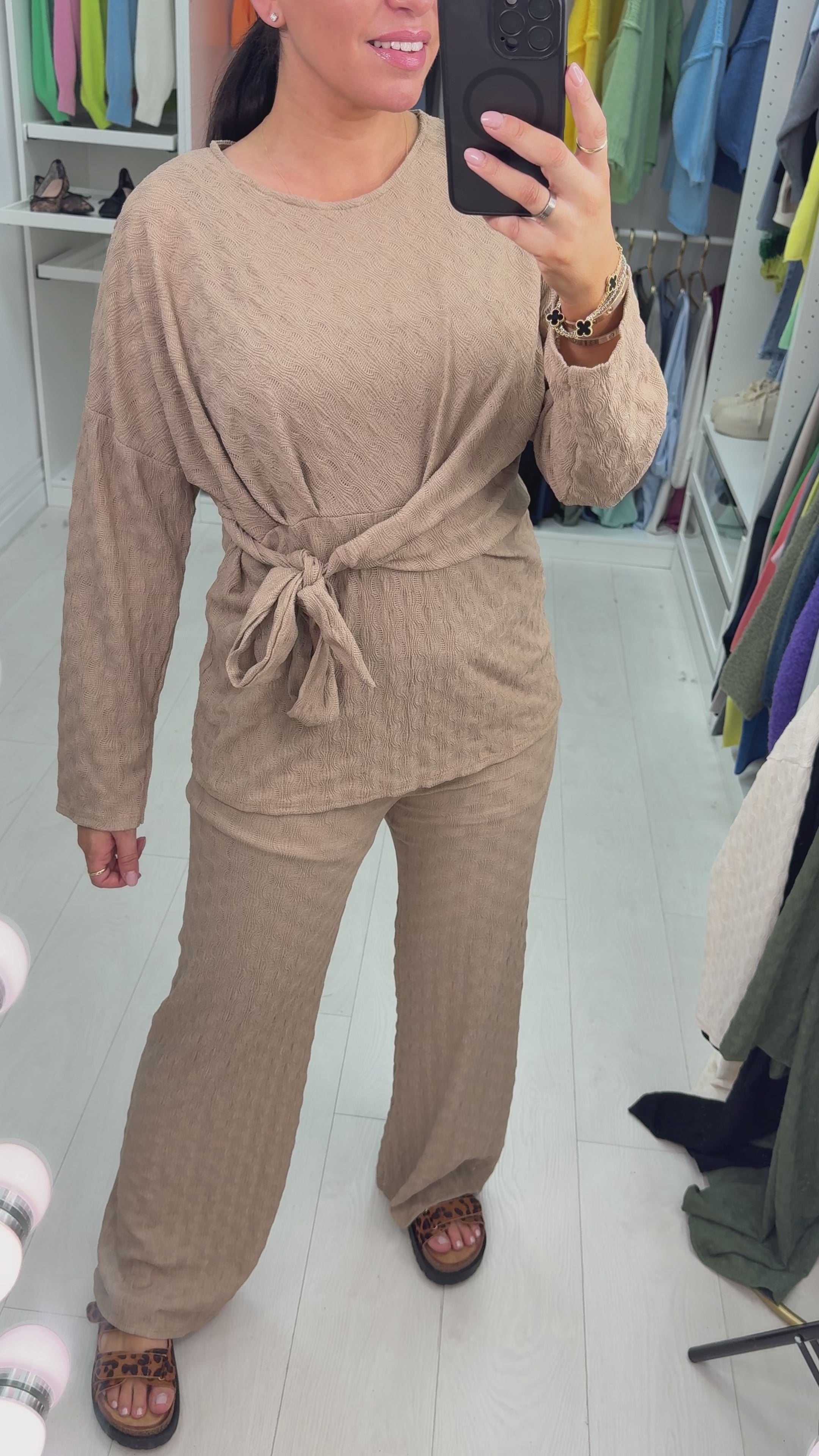 Load video: Lindie Textured Tie Front Co-Ord Set