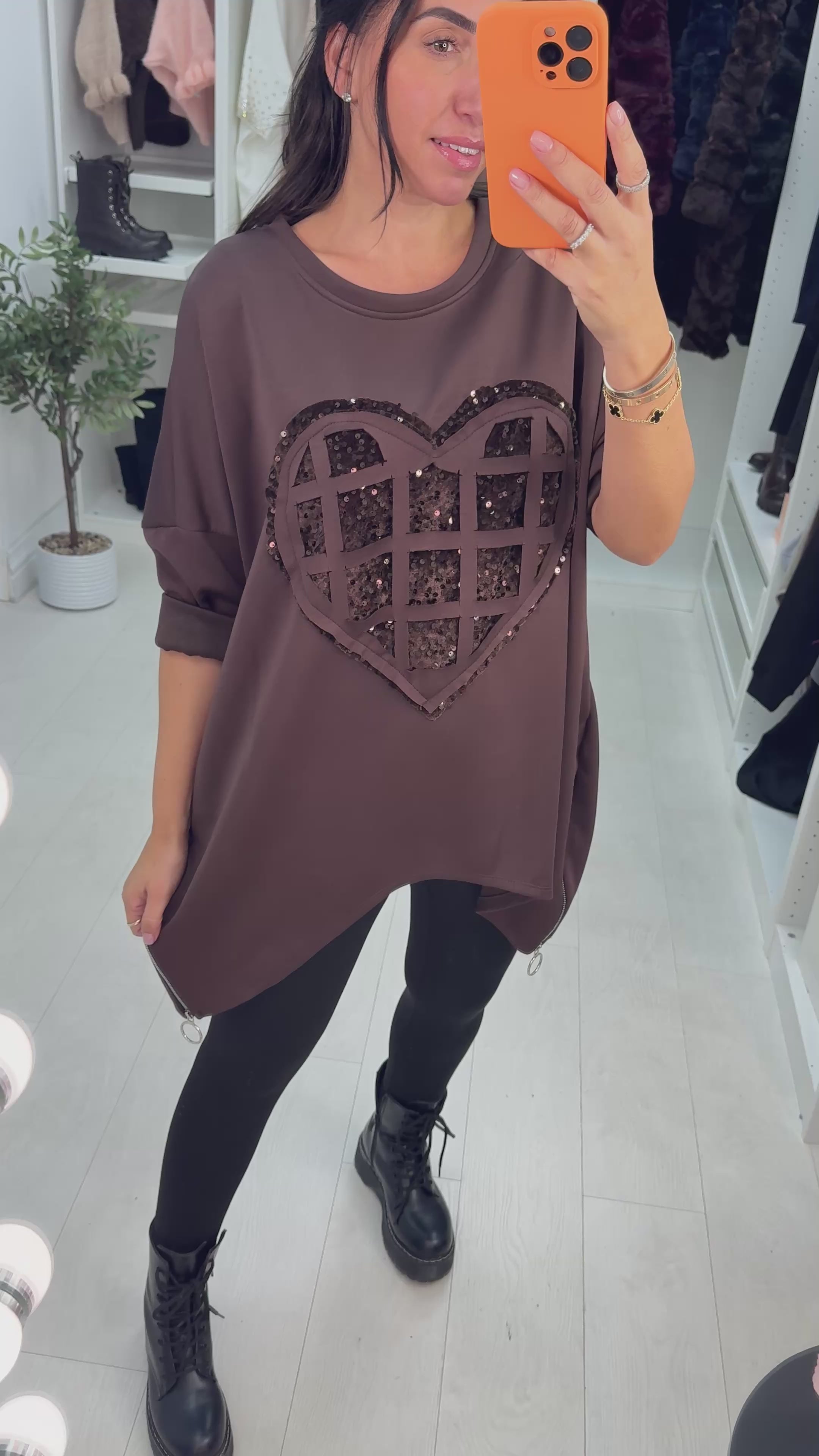Load video: Avril Embellished Heart Loose Fit Sweatshirt