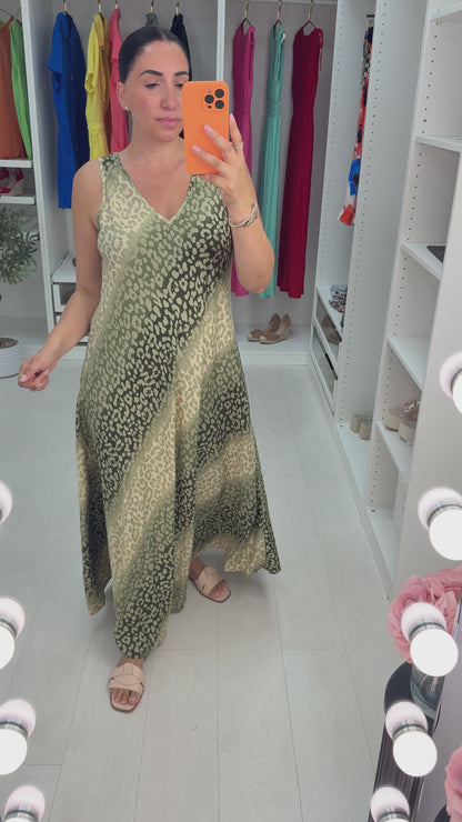 Tegan Leopard Print Loose Fit Maxi Dress