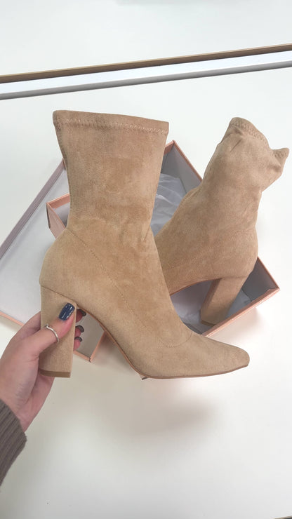 Rochella Faux Suede Heeled Boots