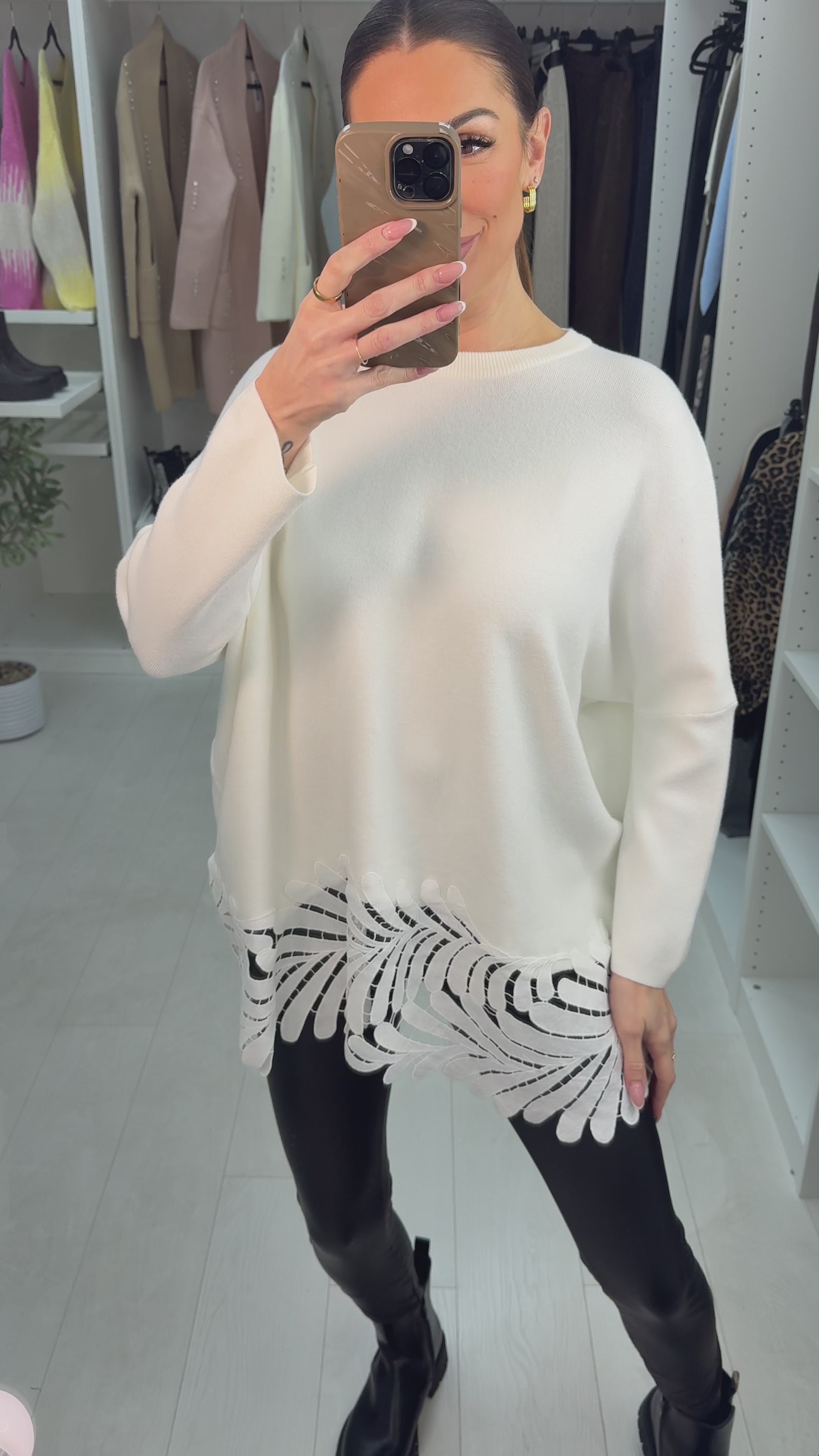 Parker Plain Crochet Hem Loose Fit Jumper