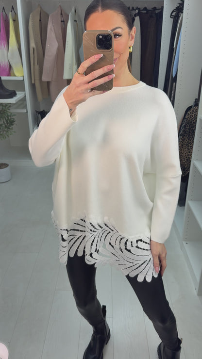Parker Plain Crochet Hem Loose Fit Jumper