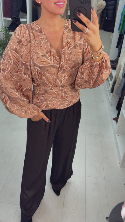 Ginny Floral Print Deep V Neck Top