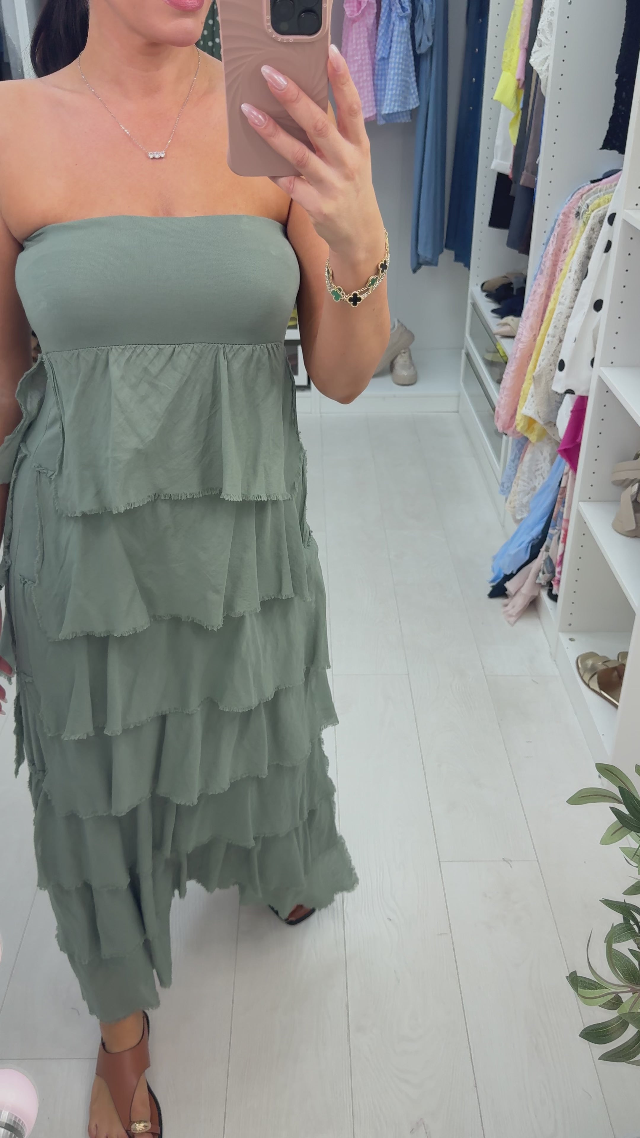 Load video: Martha Layered Bardot Ruffle Dress