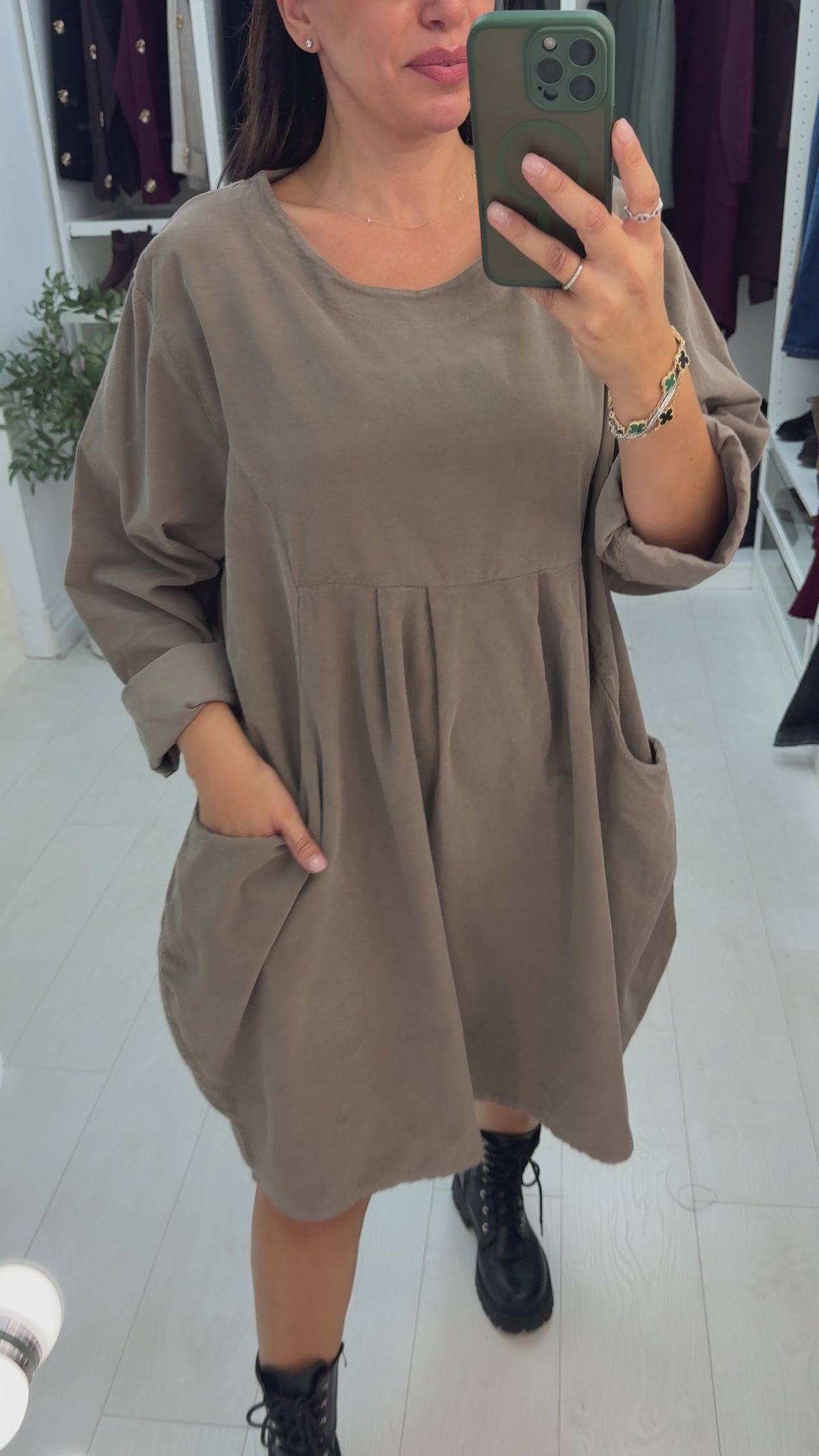 Fabiola Pocket Front Loose Fit Corduroy Dress