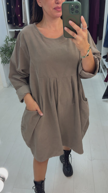 Fabiola Pocket Front Loose Fit Corduroy Dress