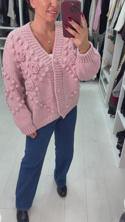 Arella Chunky Floral Knit Cardigan