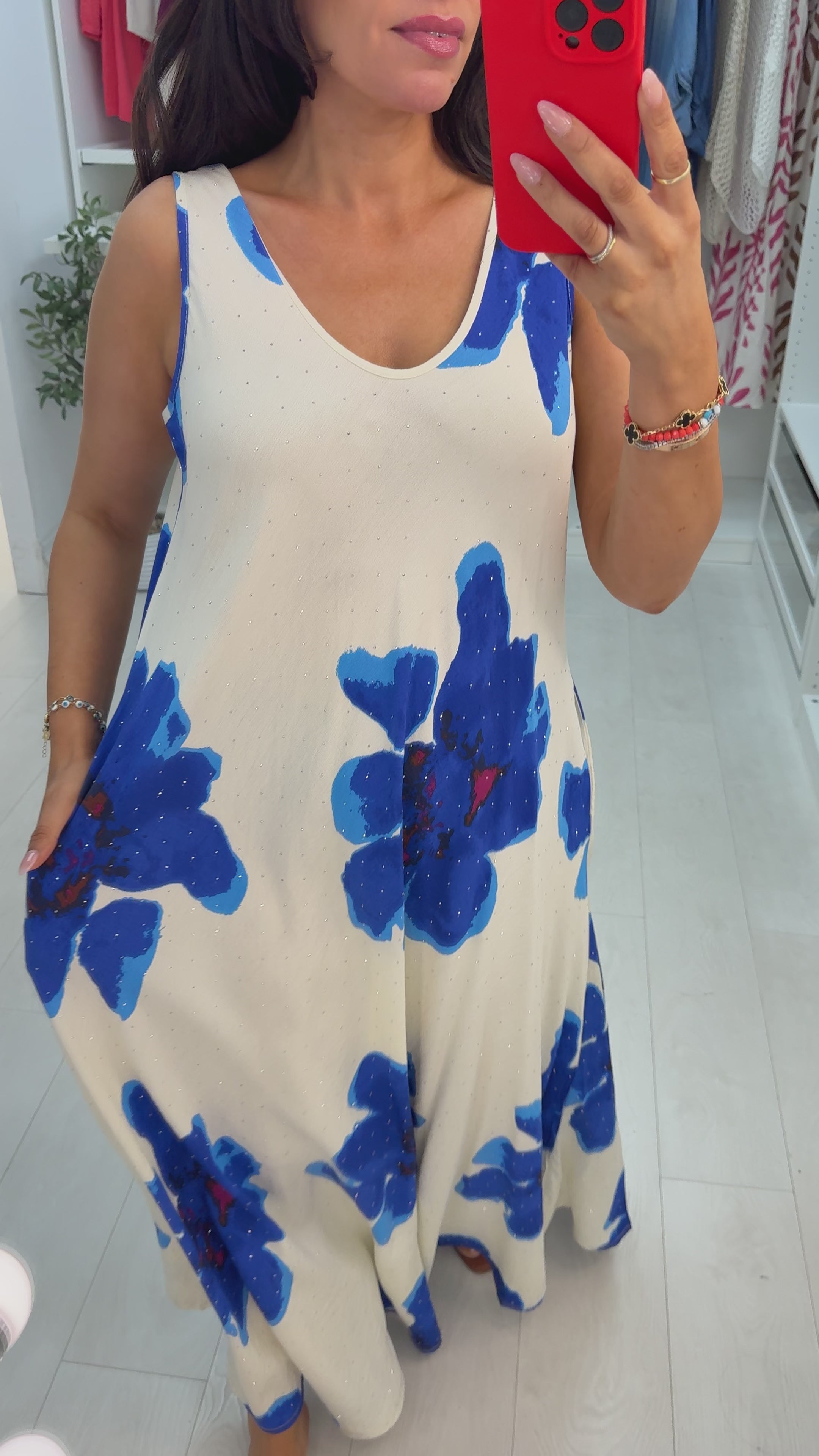 Allie Embellished Floral Print Loose Fit Maxi Dress