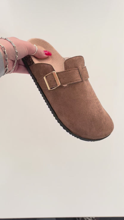 Adrianna Faux Suede Slip On Clogs