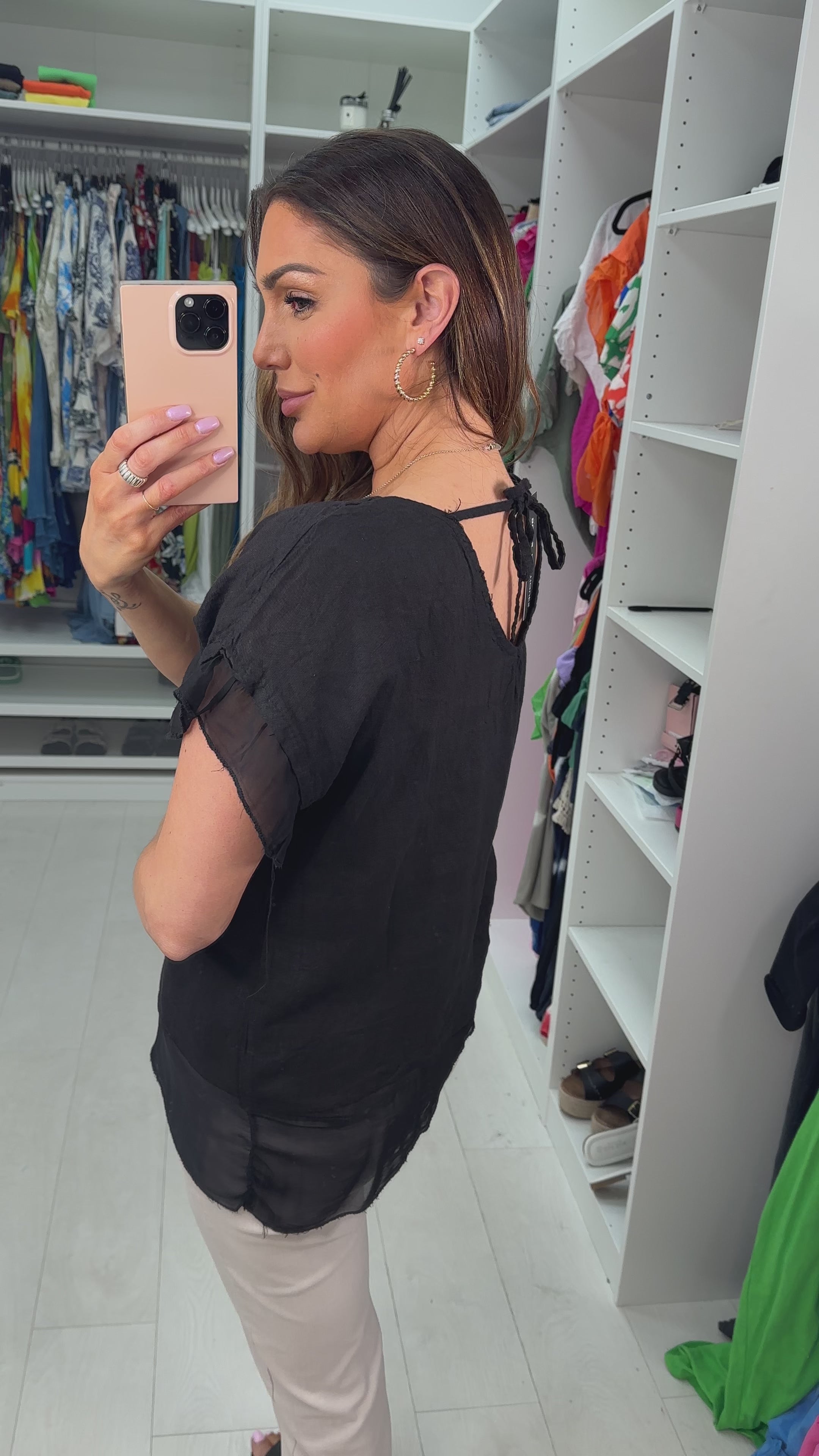 Keira Plain Tie Detail Linen Top