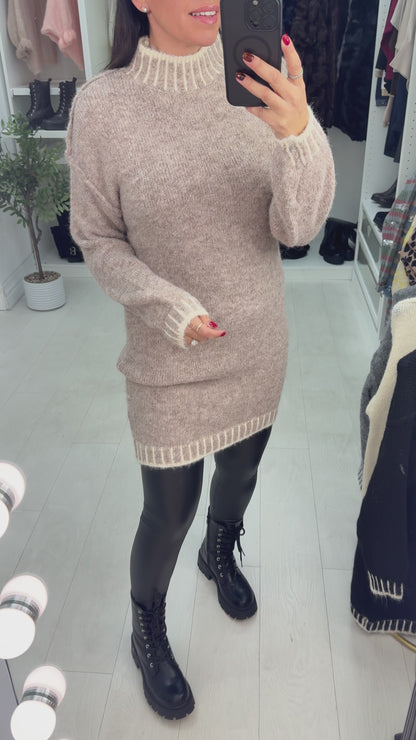 Margot Stitched Hem Detailed Super Soft Jumper Dress