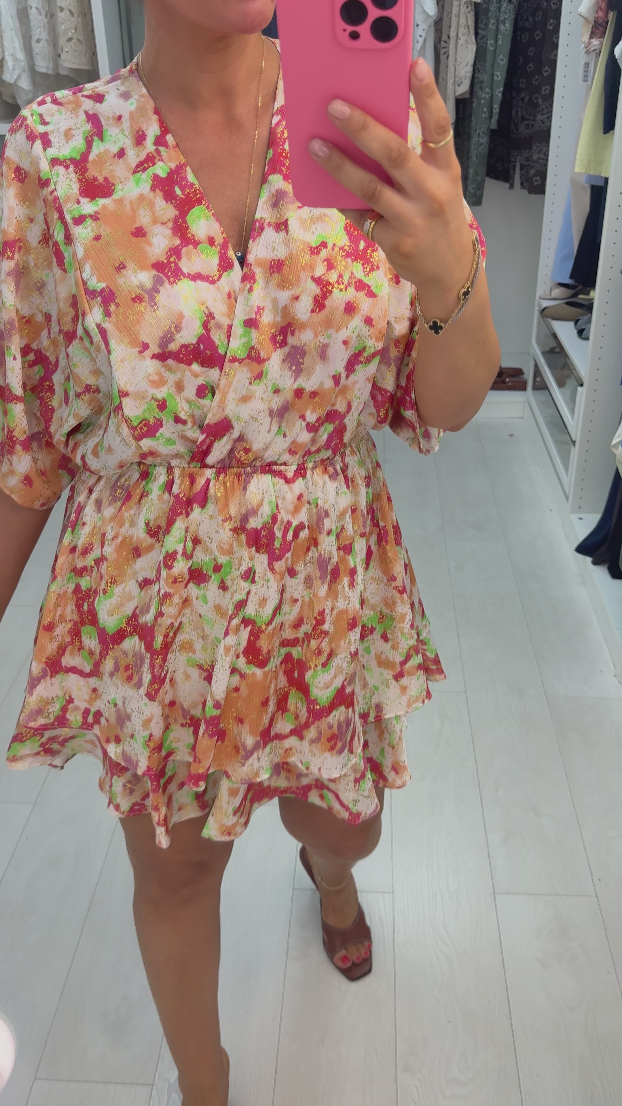 Load video: Crystal V Neck Ruffle Detailed Midi Dress