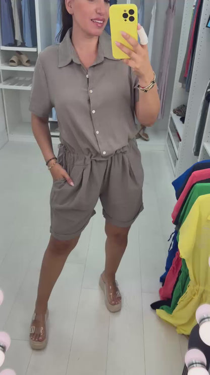 Amelie Plain Adjustable Tie Side Playsuit