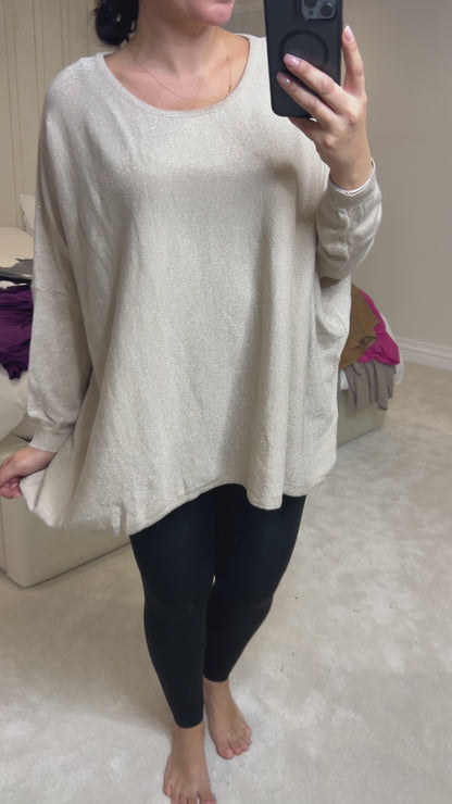 Jayne Batwing Plain Glitter Jumper