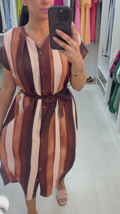 Alisia Striped Button Front Maxi Dress