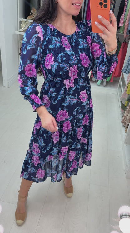 Kaycee Shirred Detail Midi Dress