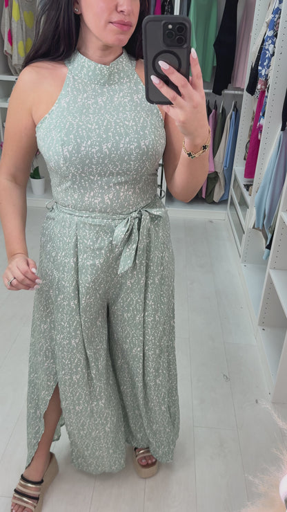 Banks Patterned Halter Neck Jumpsuit