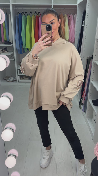 Michelle Embellished Sleeve Loose Fit Hoodie