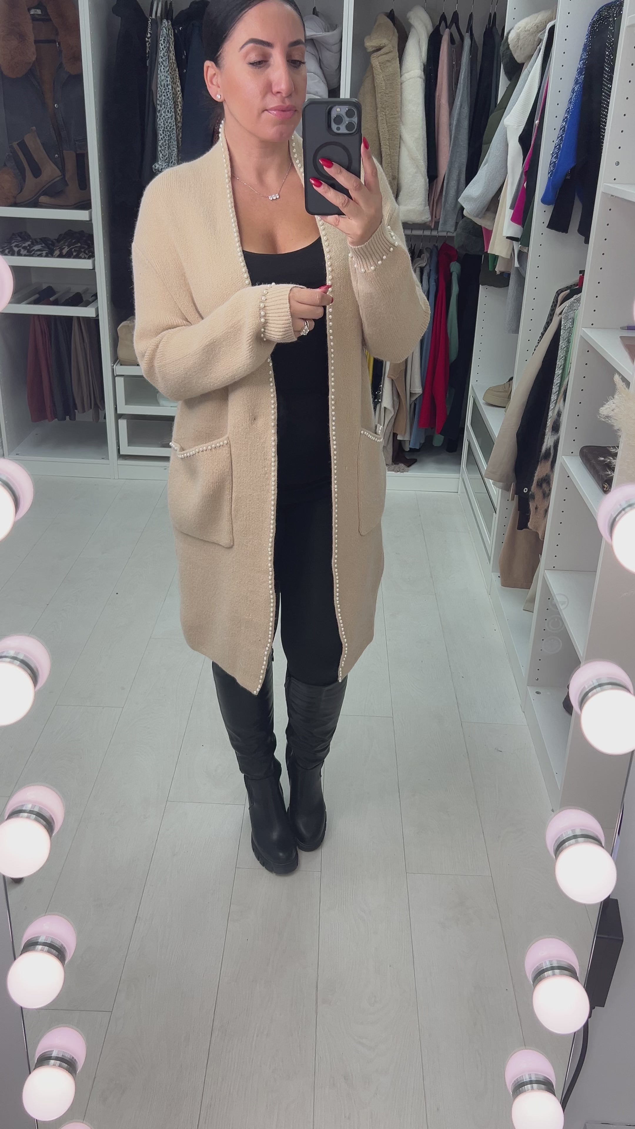 Abena Pearl Trim Cardigan