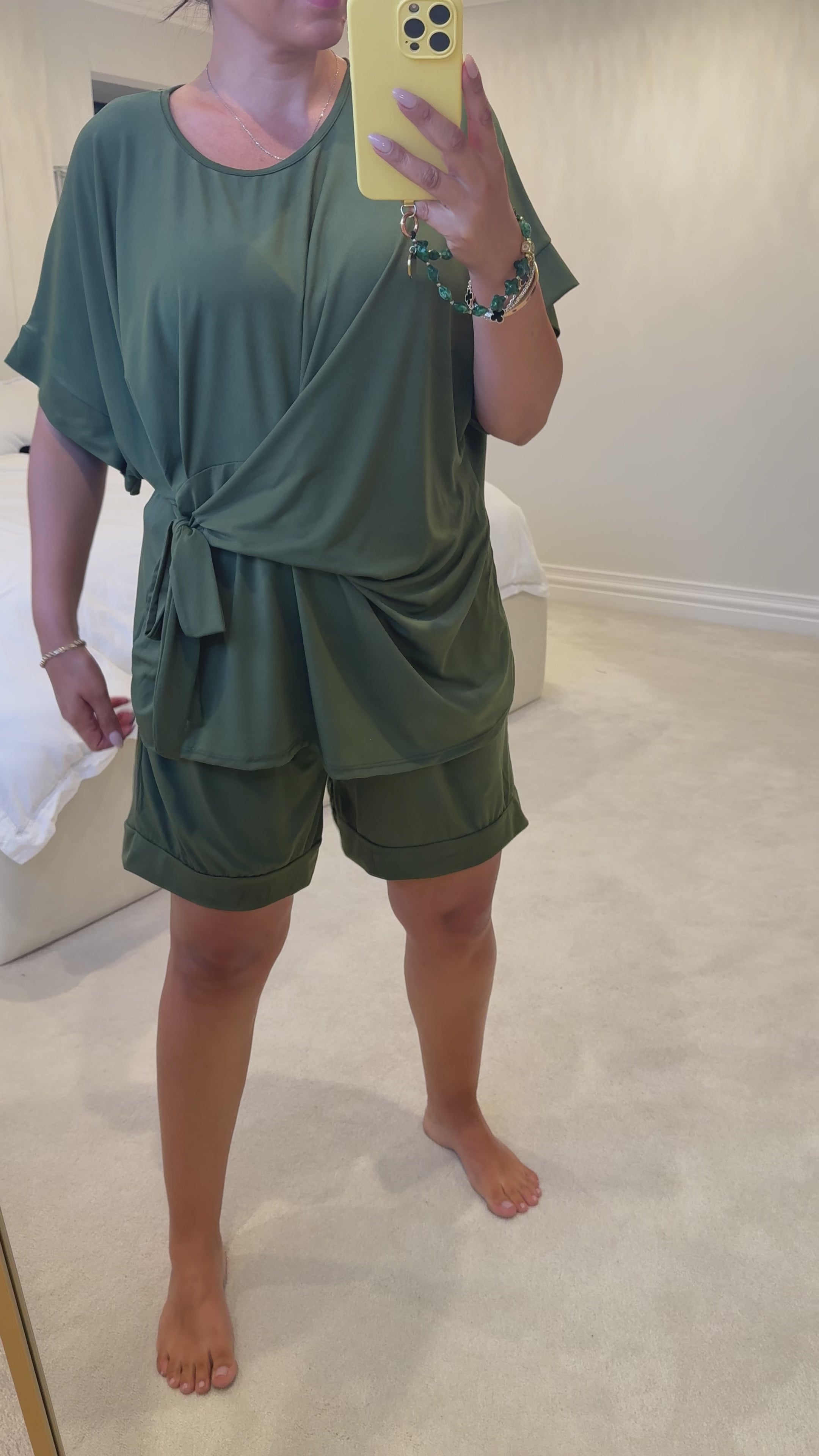 Load video: Chyna Plain Tie Side Top &amp; Shorts Co-Ord Set