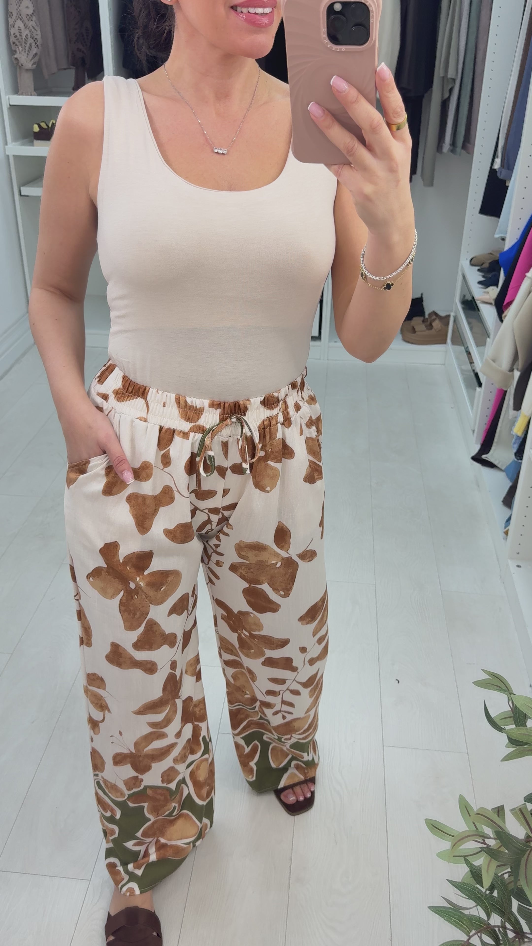 Load video: Zoey Floral Print Wide Leg Trousers