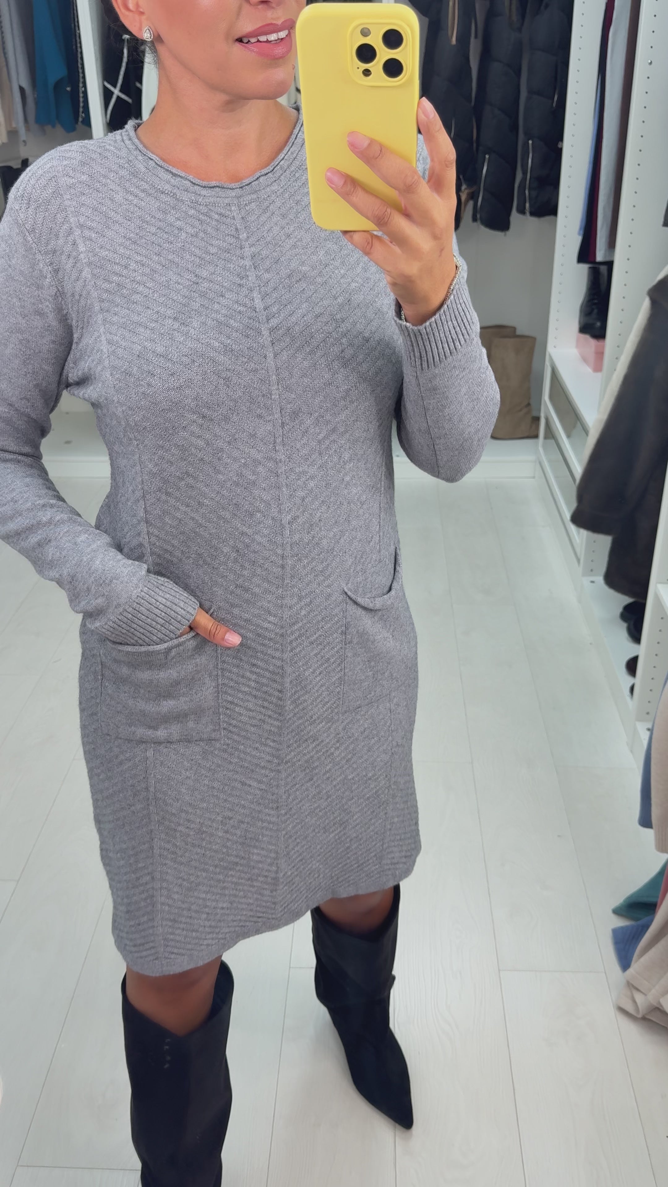 Niamh Plain Pocket Front Jumper Dress