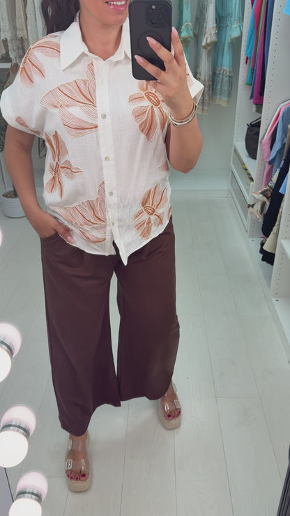 Zelia Floral Embroidered Linen Shirt