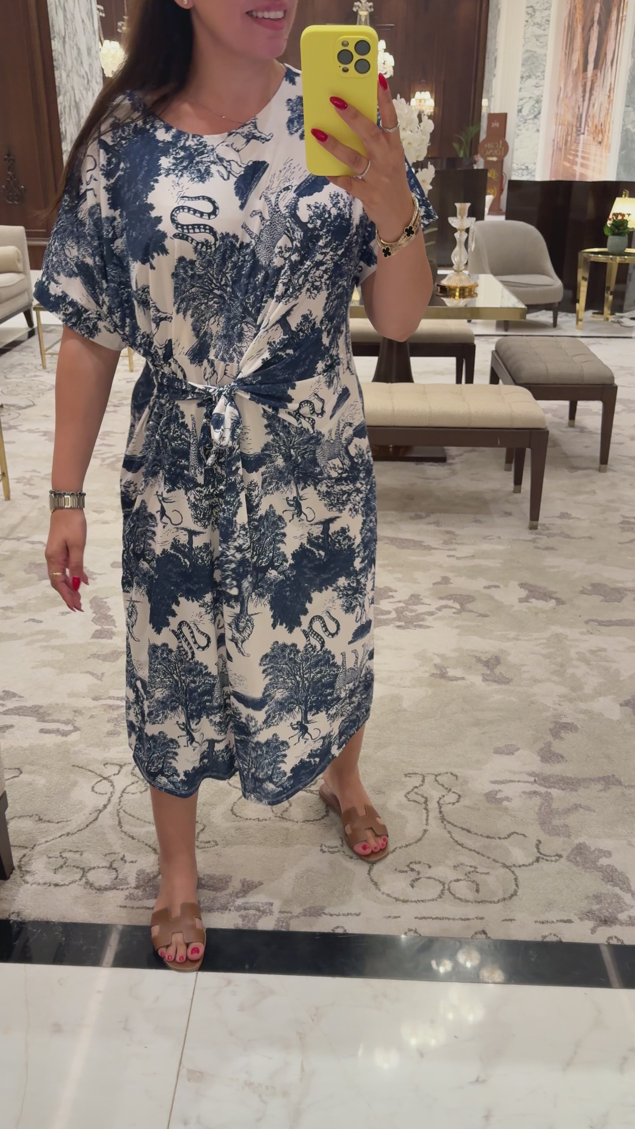 Load video: Salma Tie Side Jungle Print Midi Dress