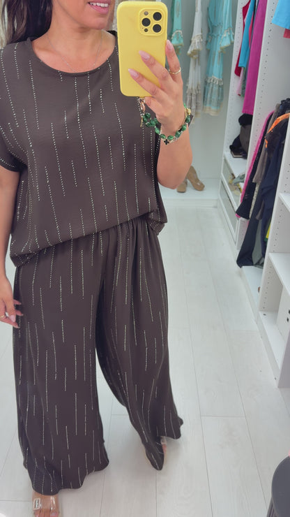 Rosario Diamante Detailed Short Sleeve Co-Ord Set