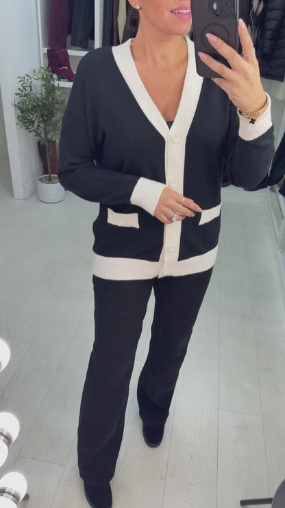 Shivani Colour Block Hem Cardigan