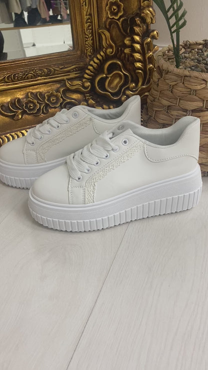 Joanna Plain Embroidery Detail Platform Trainers