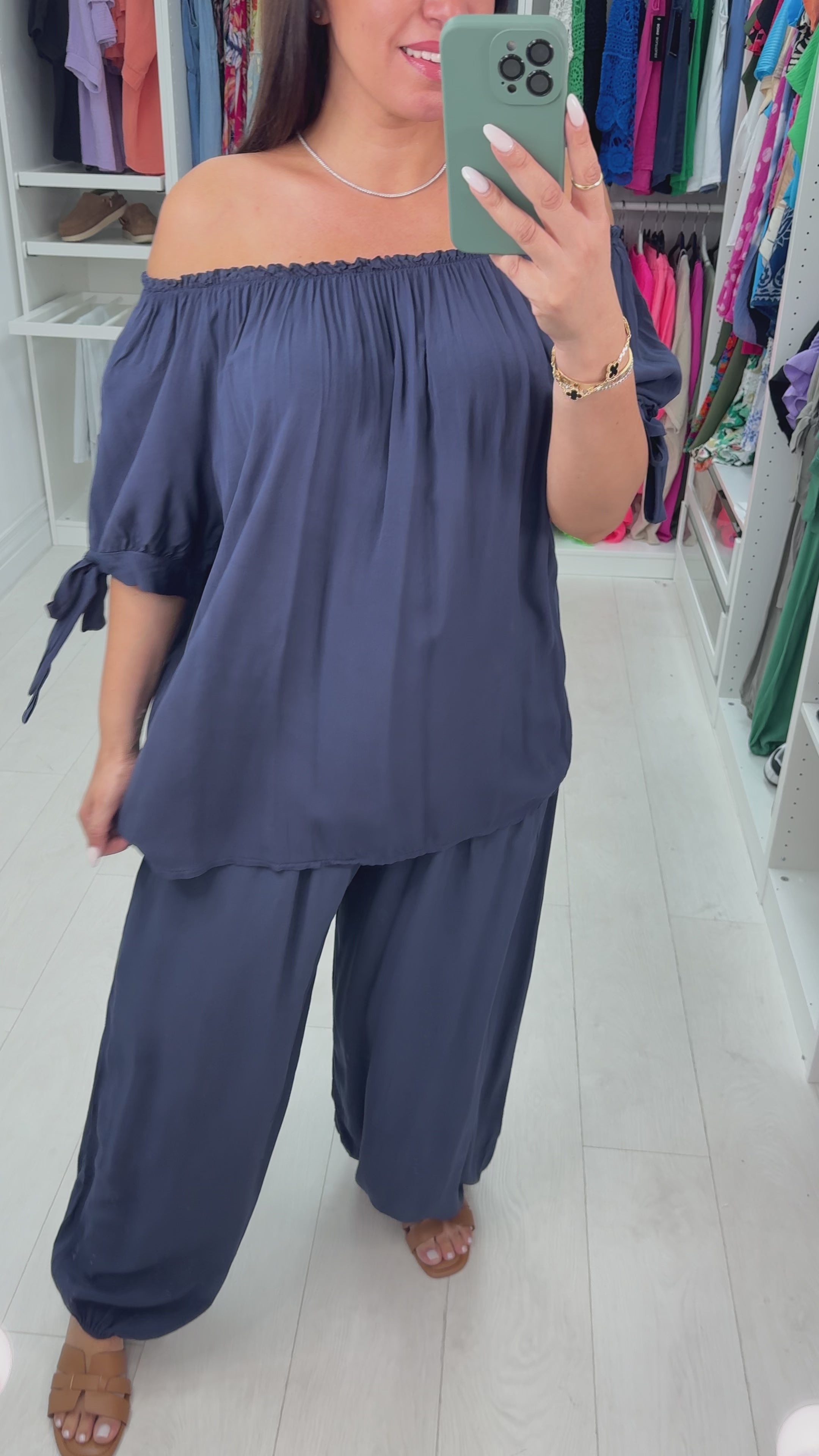 Sapphira Elasticated Tie Shoulder Hareem Co-Ord