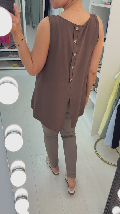 Harlow Plain Button Back Loose Fit Top