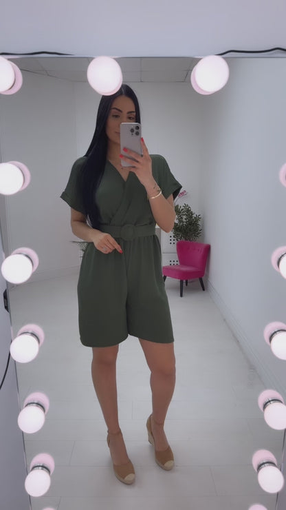 Haleigh Plain Belted Playsuit