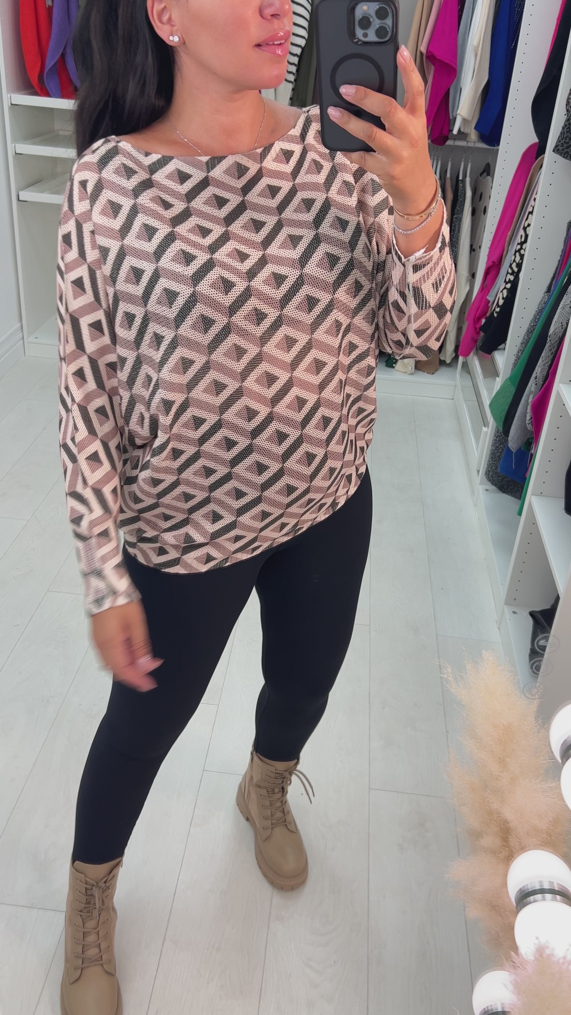 Load video: Myra Crochet Detail Diamond Pattern Top