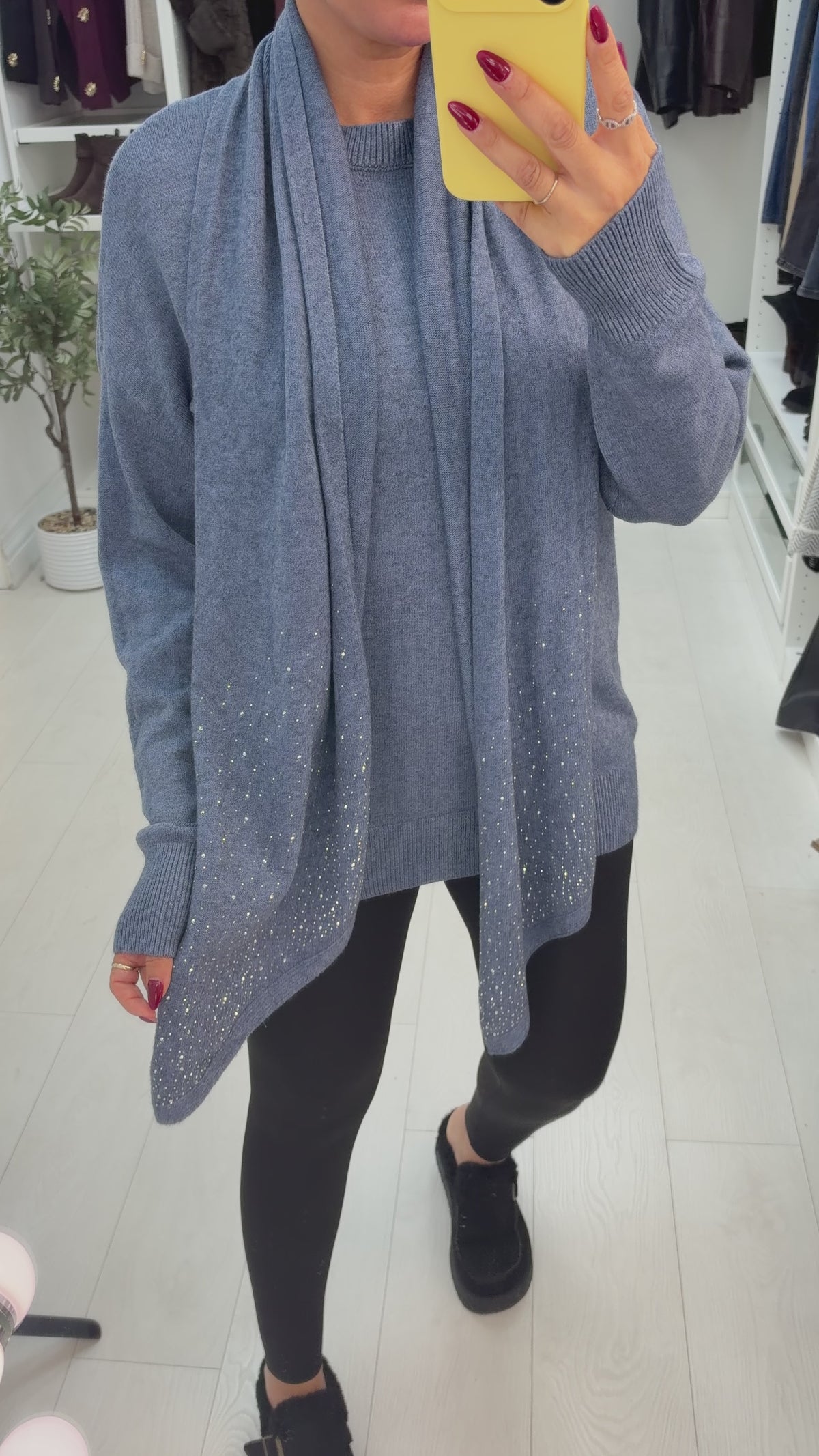 Francis Plain Diamante Embellished Scarf Jumper
